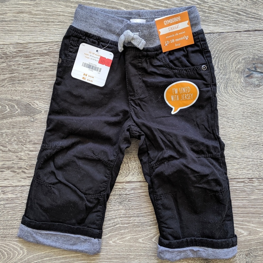 NWT Gymboree Baby Black Jersey Lined Pants